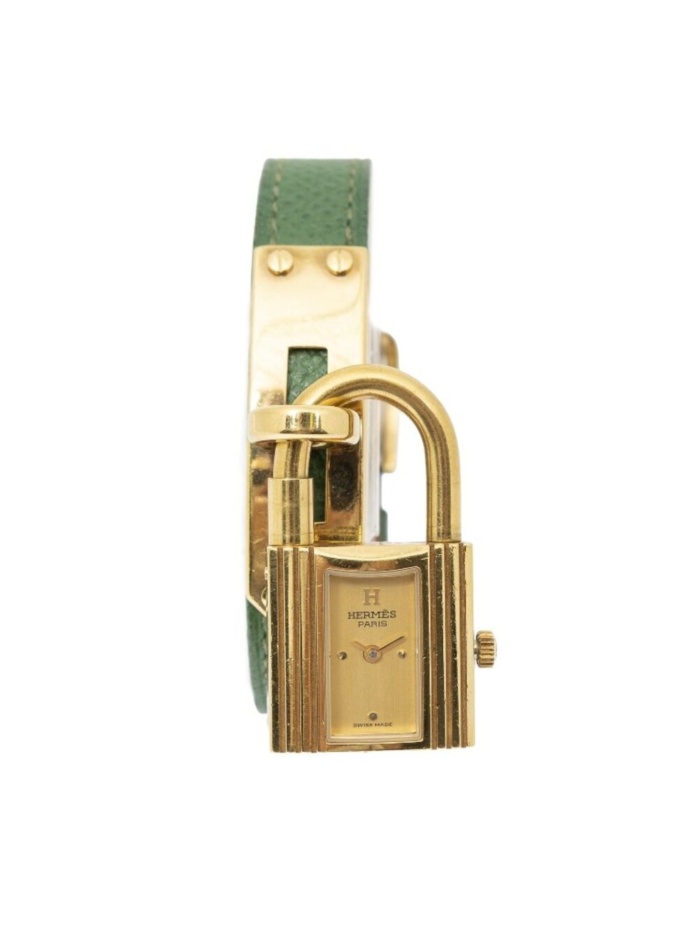 Hermes Kelly Watch Green Courchevel Leather